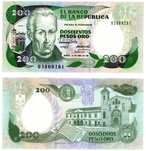 1991 Colombia P429d 200 Pesos Banknote UNC - Picture 1 of 1