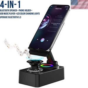 4-in-1 Bluetooth Speaker & Phone Stand with LED - Perfect for Home & Outdoors - Photo 1 sur 10