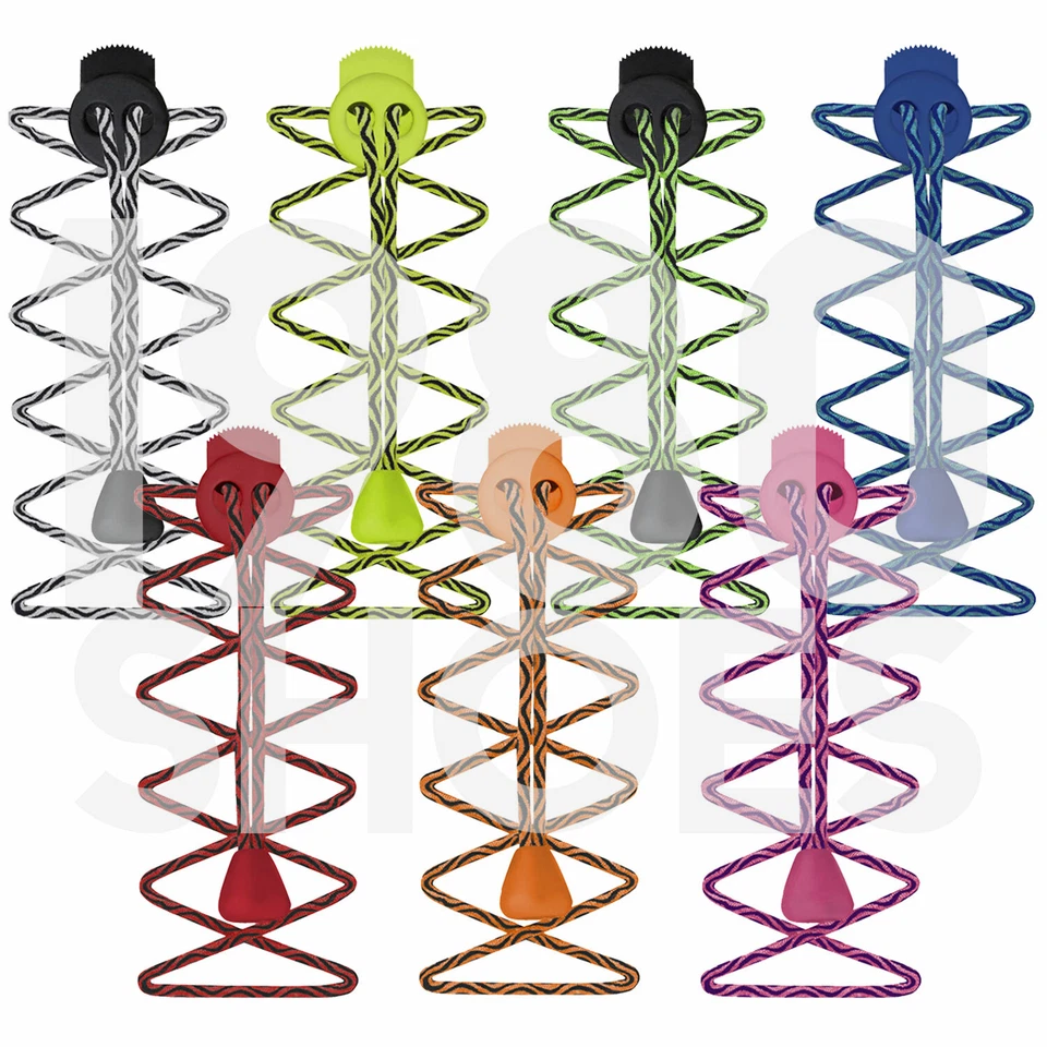 Lacci Bloccaggio Elastico Zig Zag Wave Modello Senza Cravatta Lacci Scarpe Corsa Triathlon - Immagine 1 di 1