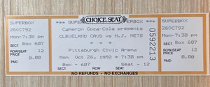 Drazen Petrovic NJ Nets/Cavs Pittsburgh Civic Arena seltenes volles Ticket Stub 1992 - Bild 1 von 2