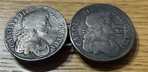 1679 König Karl II Silber Krone Gürtelschnalle mit zwei Silberkronen SEHR SELTEN - Bild 1 von 15