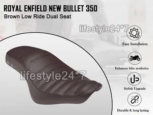 BROWN LOW RIDE DUAL SEAT Genuine Royal Enfield New Bullet 350 - Picture 1 of 4