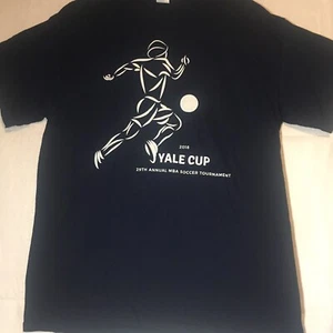 2018 Yale University Cup 29th Annual MBA Soccer Tournament Men Large Blue TShirt - Picture 1 of 9