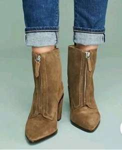 SCHUTZ Marrón Nayra Canguro Cremallera Frontal Gamuza Botines Mujer EE. UU. 7.5 - Imagen 1 de 11