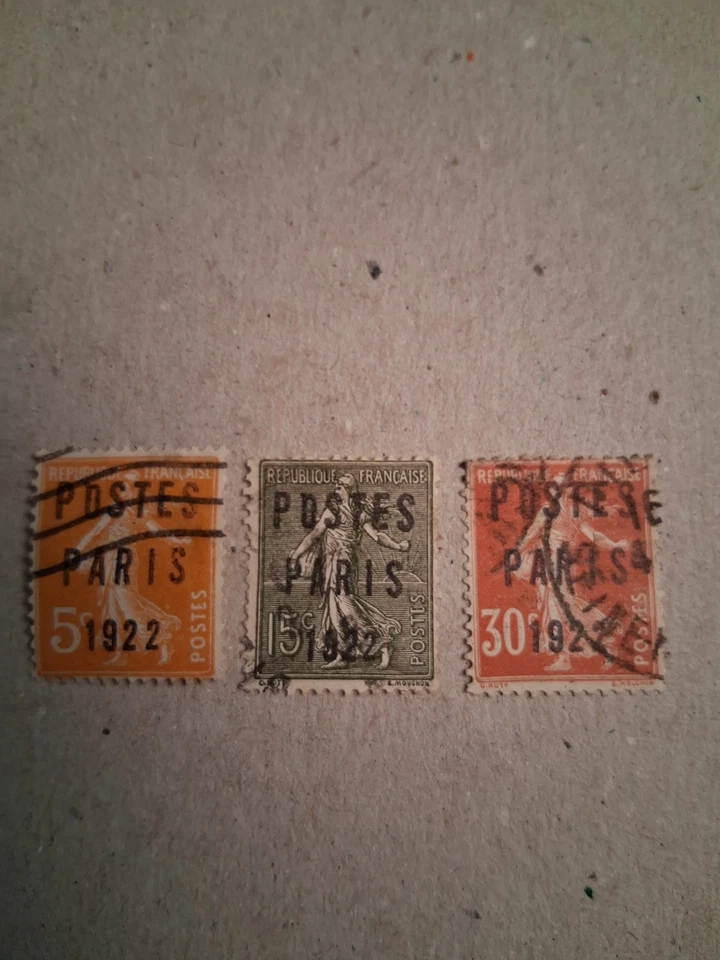  Timbres de France Préoblitéré Oblitéré N 30/31/32    Postes PARIS 1922 - Photo 1/1