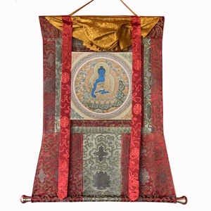 Seidenbrokat montiert Medizin Buddha Mandala - Bild 1 von 10