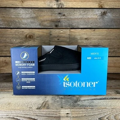 Zapatillas de espuma viscoelástica Isotoner Signature para hombre - negras - 8-9 - nuevas en caja Foto 1 de 4