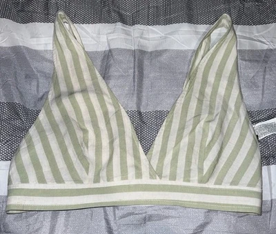 ¡NUEVO SIN ETIQUETAS! Top Forever 21 verde/blanco talla mediana mezcla de lino playa verano Foto 1 de 2
