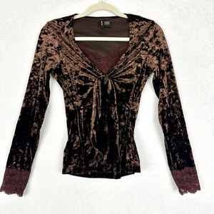 Vintage Y2K Olivia Paige Velvet Lace Top Size Small Whimsigoth 90s Dark Romantic - Bild 1 von 6