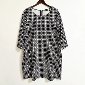 Abito Nina Leonard Stampa Geometrica Mod Cambio Bianco Navy Taglia 2X - Foto 1 di 13