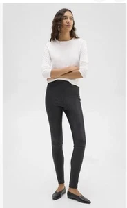 THEORY Adbelle High-Waist Lamb Leather Leggings Womens 10 Black $995 - Picture 1 of 9