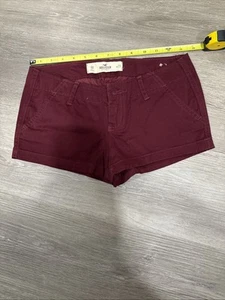 Hollister Womens Maroon Cuffed Low rise Shorts Sz 00 W 23 - Picture 1 of 5