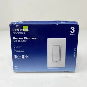 Leviton Decora+ Rocker Dimmers w/ Slide Bar, 1-Pole or 3-Way DSL06-3PW (3 Pack) - Picture 1 of 11