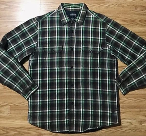 Stussy Mens L Quilt Lined Flannel Shirt / Jacket Green & Brown Plaid Button Up - Picture 1 of 10