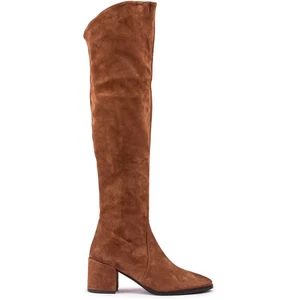 Botas de mujer Sole Made In Italy Gavi Block Heel hasta la rodilla marrón - Imagen 1 de 12