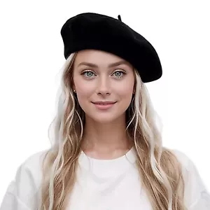 Wool Blend Women Beret Hat French Beret Cap Winter Fashion Solid Color Hat fo... - Picture 1 of 7