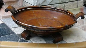 EARLY 20c CHINESE LARGE COPPER ROUND 4 FEET 2 HANDLES BOWL - Picture 1 of 7