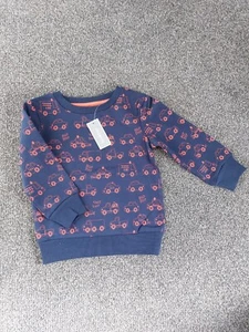 Debenhams Bluezoo Boys 18-24 months Navy Car Graphic Print Crew Neck Sweatshirt - Picture 1 of 3