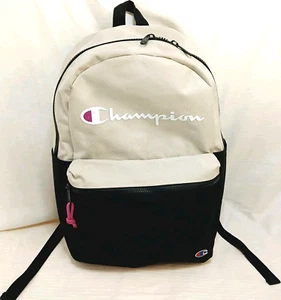 Champion Manuscript Backpack Light Khaki Black Pink Logo & Interior Book Bag - Picture 1 of 13