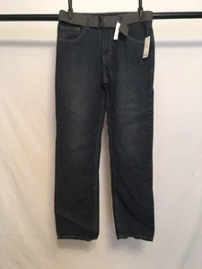 Faded glory boy's belted slim straight jeans 14 adjustable Dark wash  - Picture 1 of 3