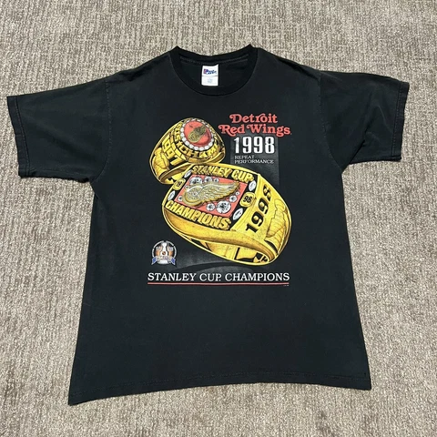 Vtg Detroit Red Wings 1998 Stanley Cup Champions Shirt Mens Size L Pro Player Cover