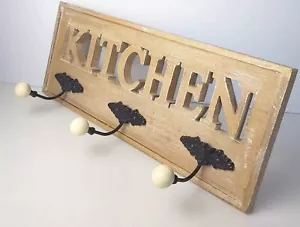 Wood & Wrought Iron Kitchen Coat Hook Board Heavyweight L20.5 Vgc - Picture 1 of 17