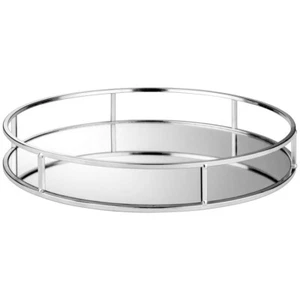 Elegant Karina Baily Circular Silver Metal Tray Ideal For Placing Ornaments