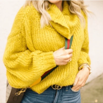 Suéter Pilcro Anthro Zamora Talla M Capucha Cuello Tejido Abierto Holgado Boxy Lana Alpaca Foto 1 de 4