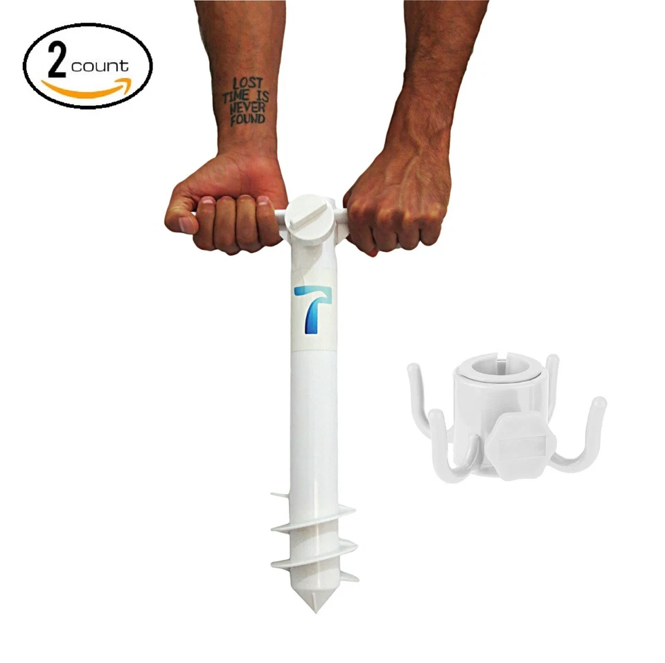 Soporte de anclaje de arena con tornillo para sombrilla de playa | Pinza de caña de pescar Foto 1 de 4