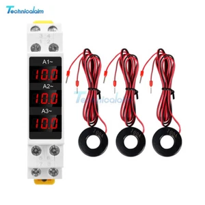 AC 80-500V 1-100A DIN Rail 3-Phase Ammeter / Single-Phase Voltage Current Meter - Picture 1 of 39