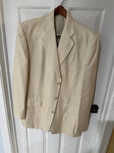 Stafford Sport Coat Blazer Suit Jacket Silk Casual 3 Button Ivory 42L New - Picture 1 of 9