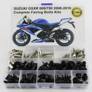 Fit For Suzuki GSXR 600/750 08-10 Complete Fairing Bolt Kit Body Screws Silver - Foto 1 di 10