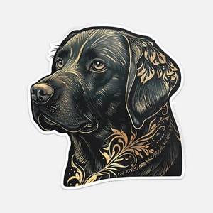 Linda calcomanía de vinilo para parachoques de coche con cabeza de perro labrador adornada - Imagen 1 de 4