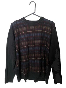 Van Heusen Men’s Knitted Sweater Grandpa Abstract Black Size M EUC  - Picture 1 of 9