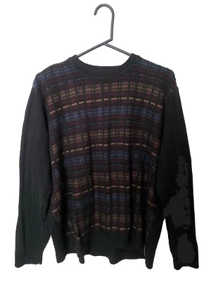 Van Heusen Men’s Knitted Sweater Grandpa Abstract Black Size M EUC  - Image 1 of 4