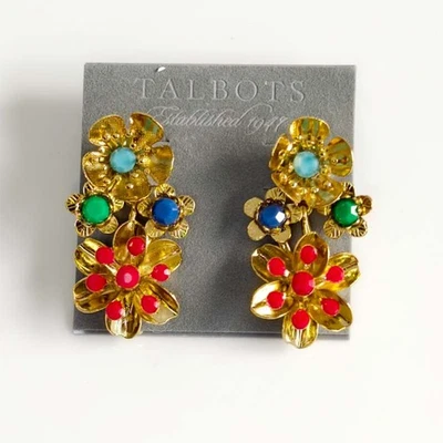 Pendientes colgantes Talbots flores llamativos elegantes mujeres fiesta vacaciones joyería regalo Foto 1 de 4