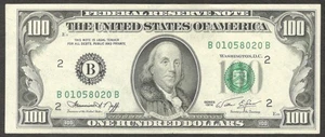 United States of America Federal Reserve Note $100 Dollars Ben Franklin 1974 AU - Picture 1 of 2