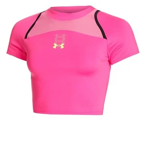 Under Armour Mujer Run Anwhere Crop Shortsleeve Camiseta de Correr Rosa L NUEVO - Imagen 1 de 4
