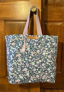 Laura Ashley Floral Reusable Large Cotton Tote Bag Lilac Pink Navy Cottage Boho - Picture 1 of 12