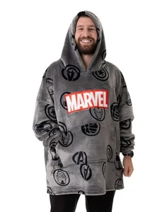 Sudadera con capucha manta gris con logotipo Marvel para hombre - Imagen 1 de 9