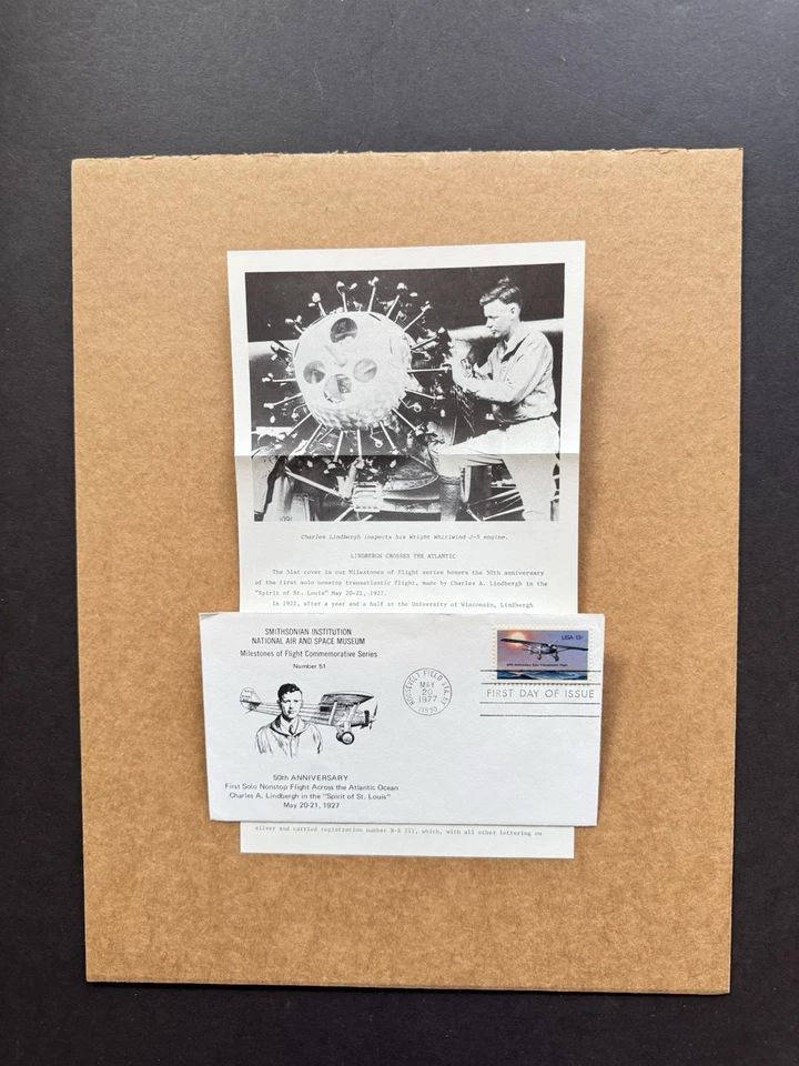 US 1977 Flight Millstone Cover#51 +Spirit-St-Louis by Charles Lindbergh +Info - Image 1 of 1
