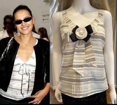 1.6K New Chanel Vintage 2006 Bow Camellia 34 36 2 4 6 Top Dress Shirt Blouse S M - Image 1 of 4