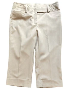 Women's Beige Capris Pockets Wide Waistband Studio 1940 Size 8 - Picture 1 of 4