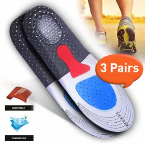 3 Pairs Gel Orthotic Sport Running Insoles Insert Shoe Pad Arch Support Cushion - Picture 1 of 24
