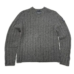 Abercrombie and Fitch Sweater Mens XL Lambswool Gray Pullover V-Neck Wool VTG - Picture 1 of 9