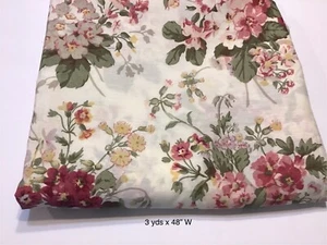 3 Yds x 48" Home Decor Blumen Stoff Polyester Baumwolle Sträuße Vintage 90er - Bild 1 von 6