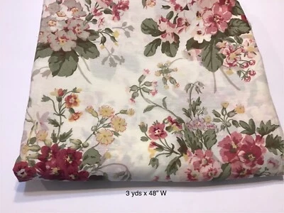 3 Yds x 48” Home Decor Floral Fabric Polyester Cotton Posies Vtg 90s - Image 1 of 4