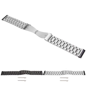 Stainless Steel Watch Band With Adjustable Metal Wristband Double Buckle 24m NOW - Picture 1 of 18
