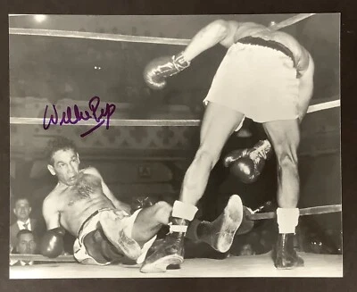 Foto firmada por Willie Pep 8x10 boxeo autógrafo campeón mundial peso pluma TPG 1 Foto 1 de 2