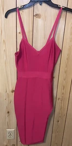 HERVE LEGER Pink Slit Hem Bodycon Size Small Dress - Picture 1 of 7